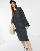 Native Youth Oversize Pocket Dress In Gray-grey