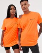 Night Addict Unisex Oversized Neon Orange T-shirt - Orange