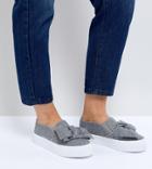 Asos Discovery Wide Fit Bow Flatform Sneakers - Gray