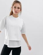 Asos 4505 Mesh Sleeve Top - White