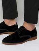 Asos Lace Up Shoes In Black Suedette With Contrast Details - Black