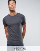 Asos Tall Muscle T-shirt In Charcoal Marl - Gray
