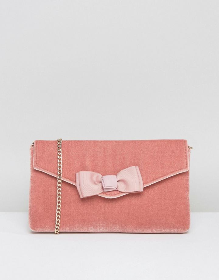 Dune Breya Blush Velvet Clutch Bag - Pink