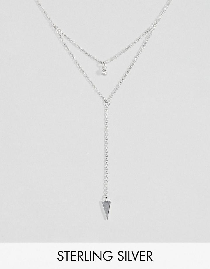 Asos Sterling Silver Triangle Multirow Necklace - Silver