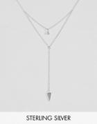 Asos Sterling Silver Triangle Multirow Necklace - Silver