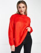 Asos Design Chunky Oversized Sweater In Red