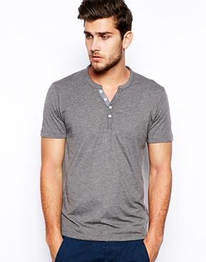 Selected Grandad T-shirt In Pima Cotton - Gray