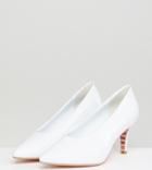 Dune London Exclusive Ari White Leather Vampy Kitten Heeled Shoes - Pink