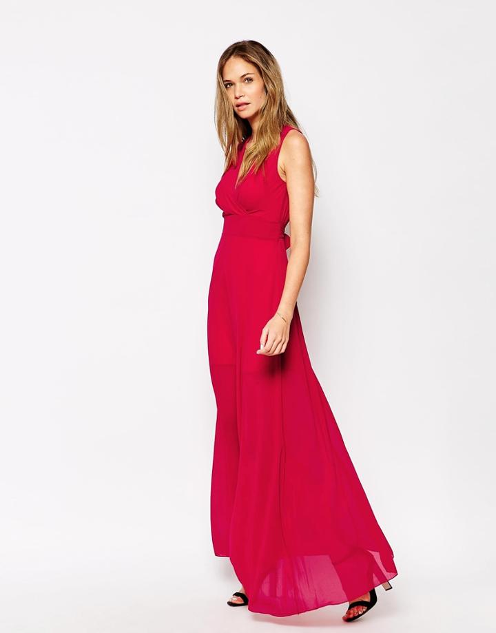 Wal G Wrap Front Maxi Dress - Berry