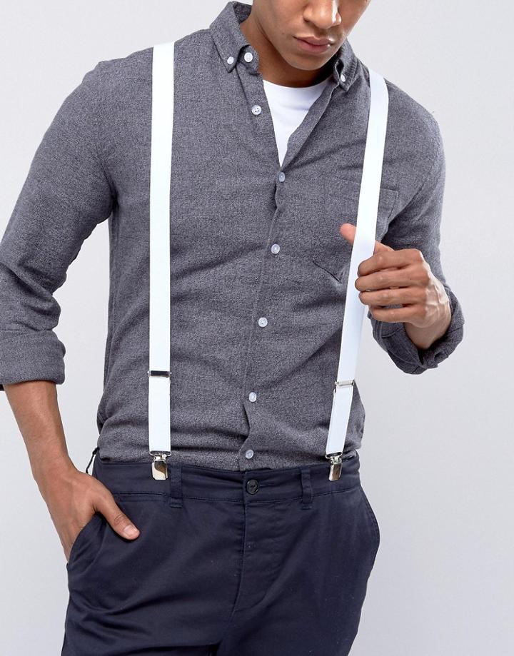Asos Suspenders In White - White