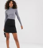 Fashion Union Tall Ribbed Slim Fit Sweater With Lace Collar - Gray