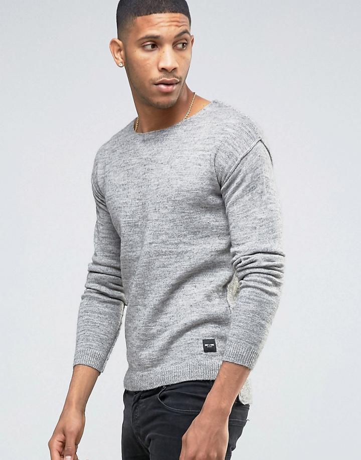 Only & Sons Sweater With Raw Hem And Dropped Back Seam - Green