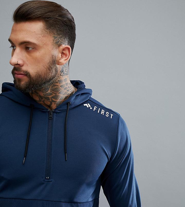 First Training Half Zip Hoodie In Blue - Blue