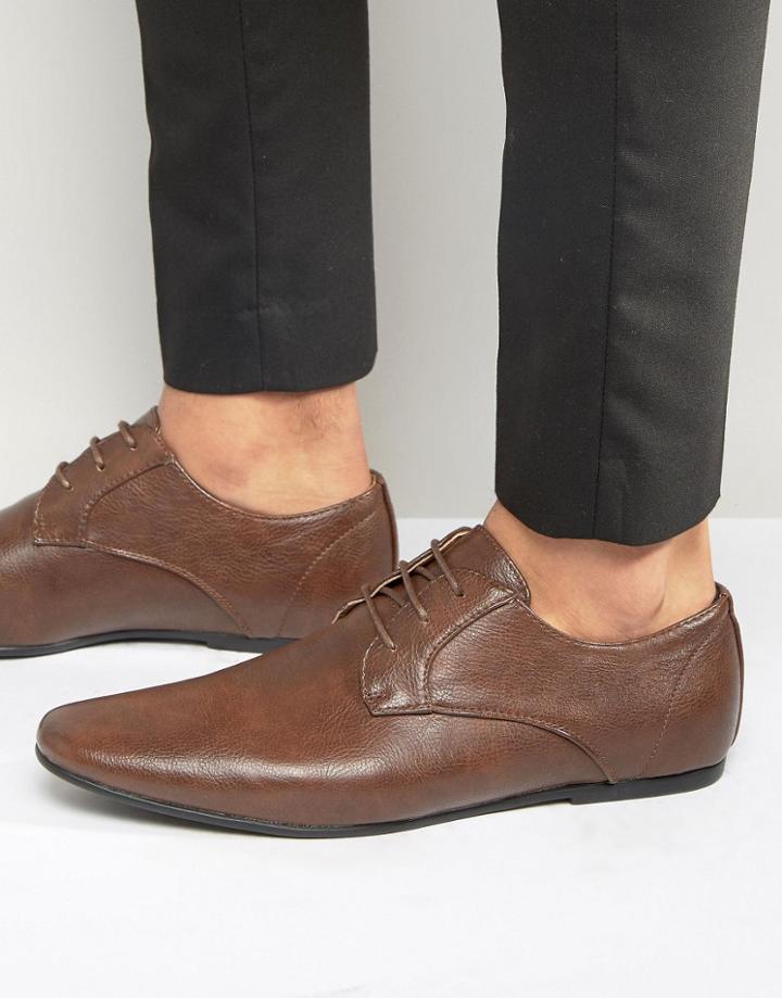New Look Derby Shoes In Dark Brown - Brown