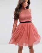 Asos Premium Tulle Cold Shoulder Mini Prom Dress - Pink