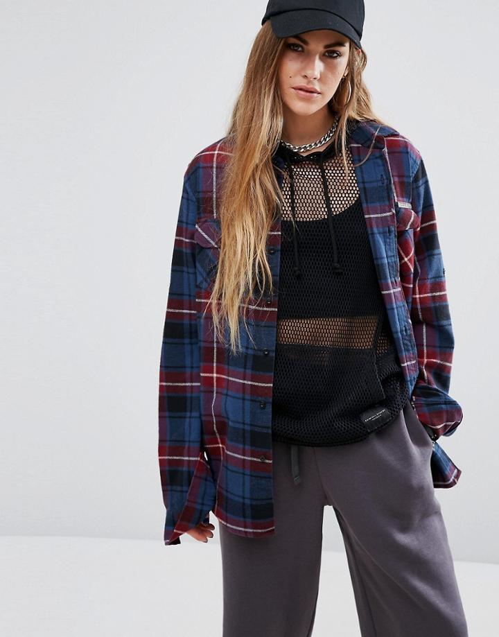 Criminal Damage Oversized Shirt In Check - Multi