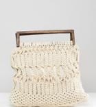 Cleobella Exclusive Macrame Bag With Wooden Handle - Cream