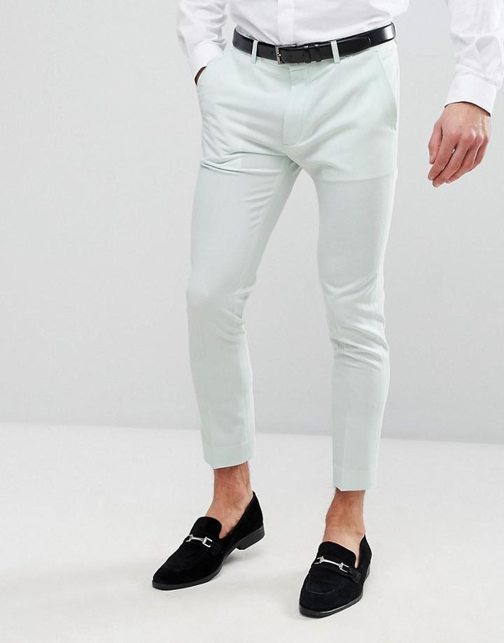 Asos Wedding Super Skinny Crop Smart Pants In Mint - Green