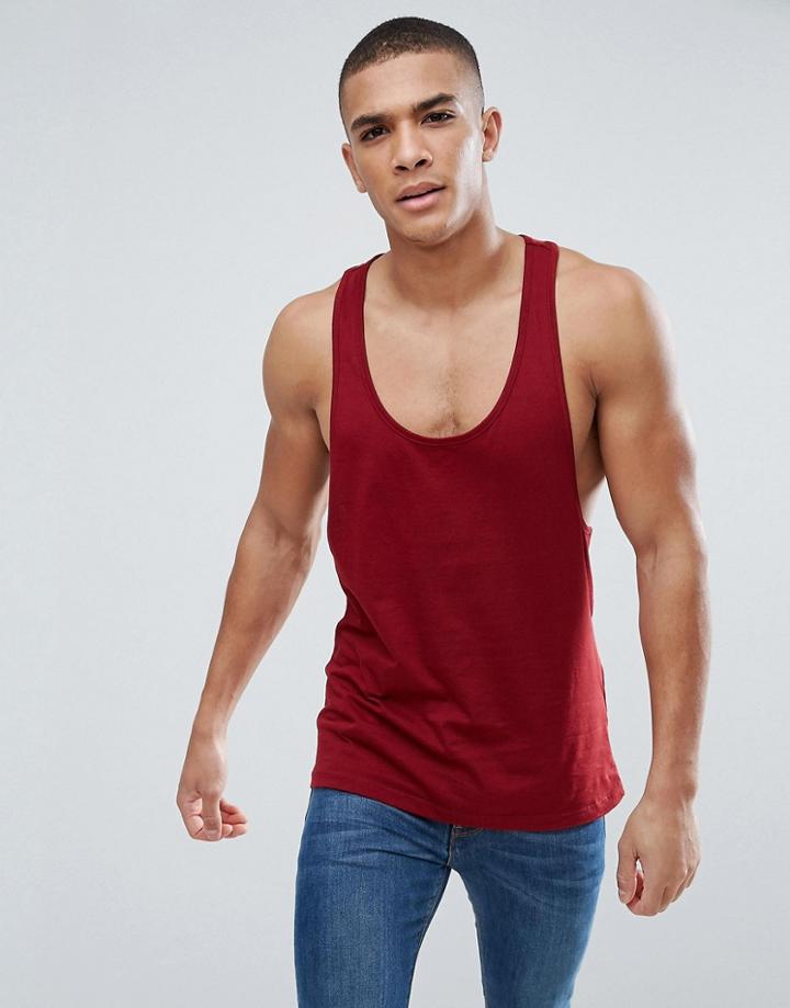 Asos Design Tank With Extreme Racer Back In Red - Red