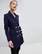 Asos Blazer With Frill Detail - Navy