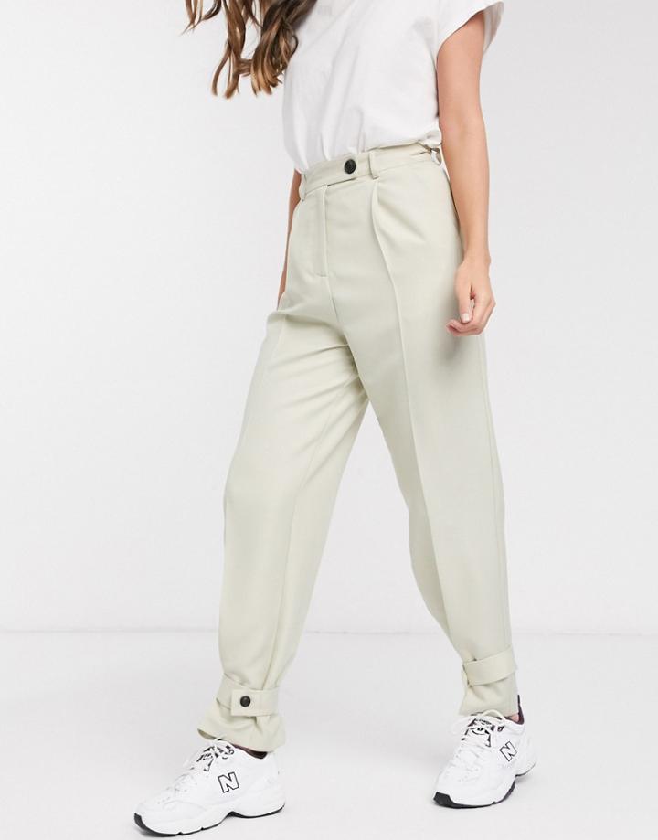 & Other Stories Cupro Slim Leg Pants In Cream-green