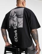 Asos Dark Future Oversized T-shirt With Multi Logo And Graphic Prints In Black