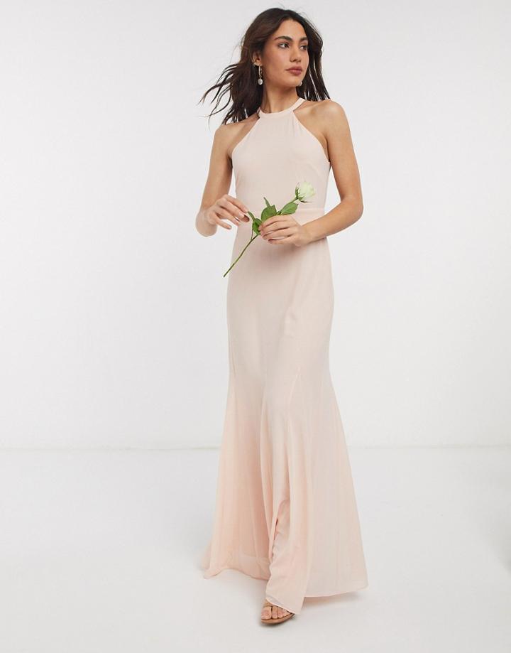 Tfnc Bridesmaid High Neck Maxi Dress In Light Blush-white