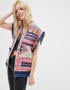 Asos Premium Embroidered Festival Vest - Multi