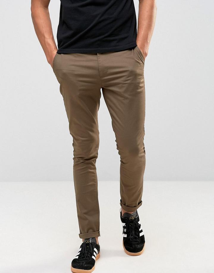 Asos Super Skinny Chinos In Green - Green