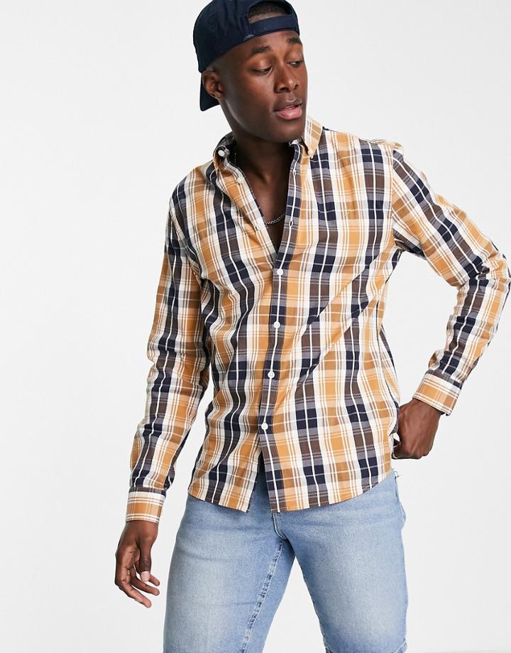 Farah Brewer Tartan Slim Fit Long Sleeve Shirt-gold