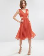 Asos Side Cut Out Midi Dress - Orange