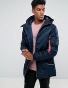 Alpha Industries N3-b Pm Hooded Parka In Navy - Navy