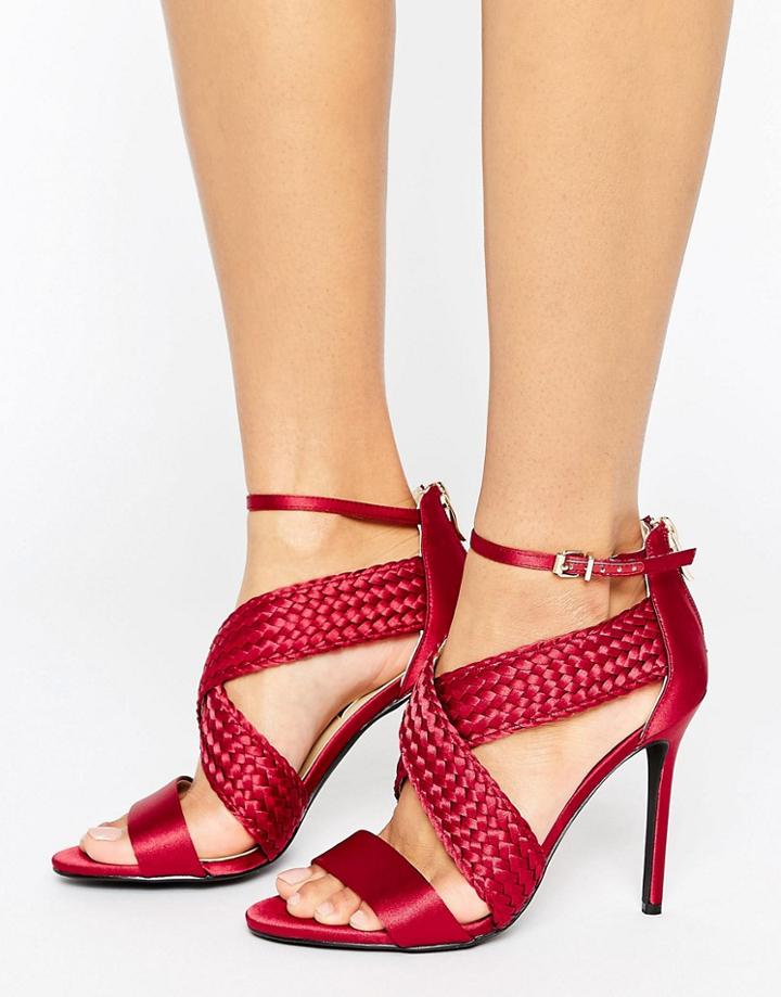Forever Unique Claudia Cross Strap Heeled Sandal - Red