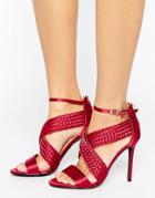 Forever Unique Claudia Cross Strap Heeled Sandal - Red
