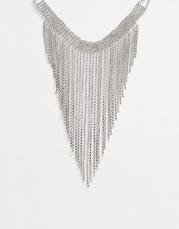 Designb London Statement Crystal Necklace-silver