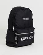 Asos Design Backpack In Black With White Text Embroidery Placements