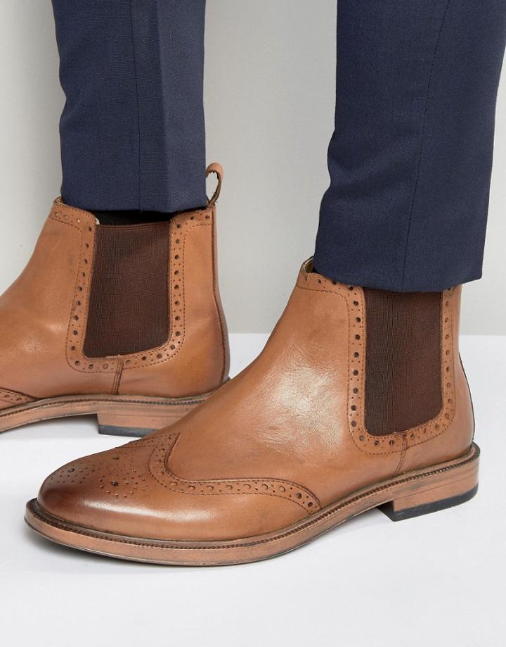 Kg By Kurt Geiger Chelsea Brogue Boots - Tan