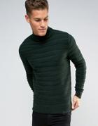 New Look Ribbed Turtleneck In Dark Green - Tan