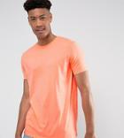 Asos Tall Longline T-shirt With Crew Neck In Orange - Orange