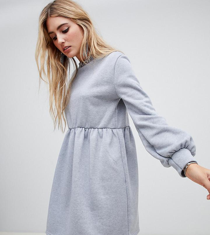 Rokoko Oversized Smock Sweat Dress-gray