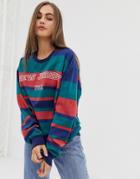 Daisy Street Relaxed Sweatshirt With New Jersey Embroidery - Green