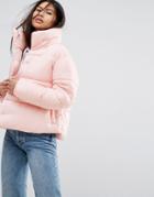 Puffa Oversized Jacket With Wrap Collar - Pink