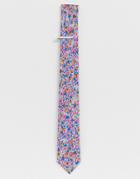 Moss London Tie With Disty Floral Print - Pink