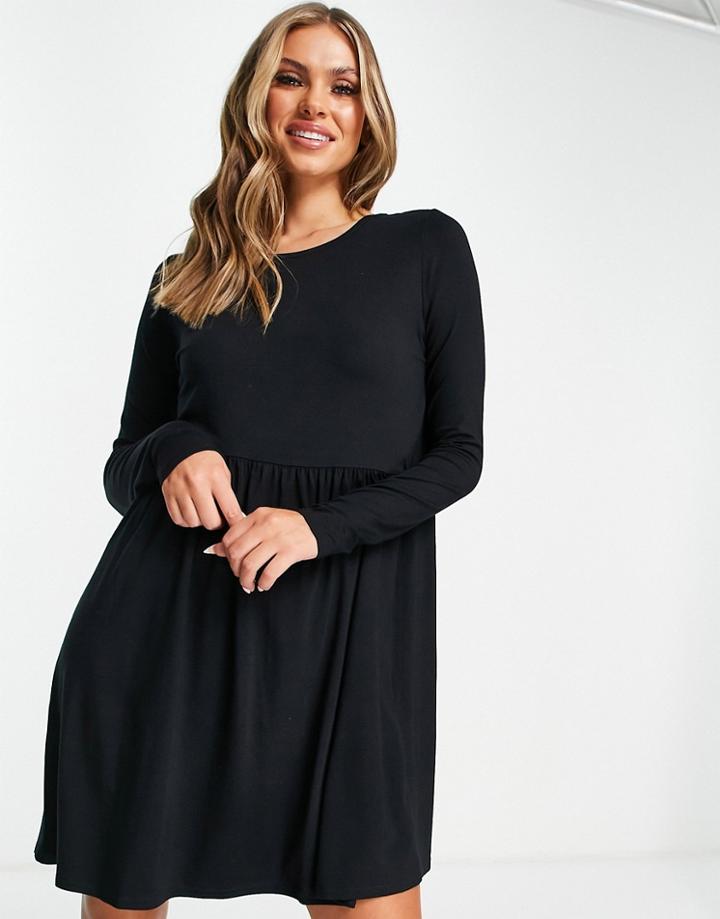 In The Style Long Sleeve Mini Dress In Black