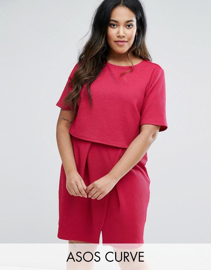 Asos Curve Double Layer Textured Mini Wiggle Dress - Pink