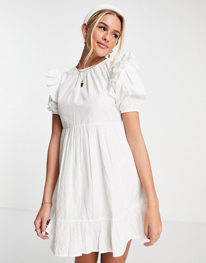 Influence Frill Open Back Mini Dress In White