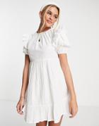 Influence Frill Open Back Mini Dress In White