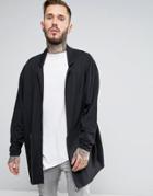 Asos Oversized Drapey Jersey Overcoat With Zip - Black