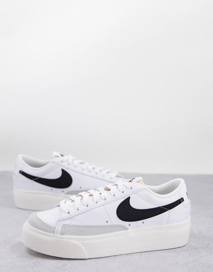Nike Blazer Low Platform Sneakers In White/black