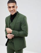 Asos Design Super Skinny Suit Jacket In Khaki - Green